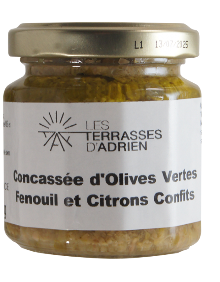Concassées d’Olives Vertes Fenouil et Citrons Confits 100gr